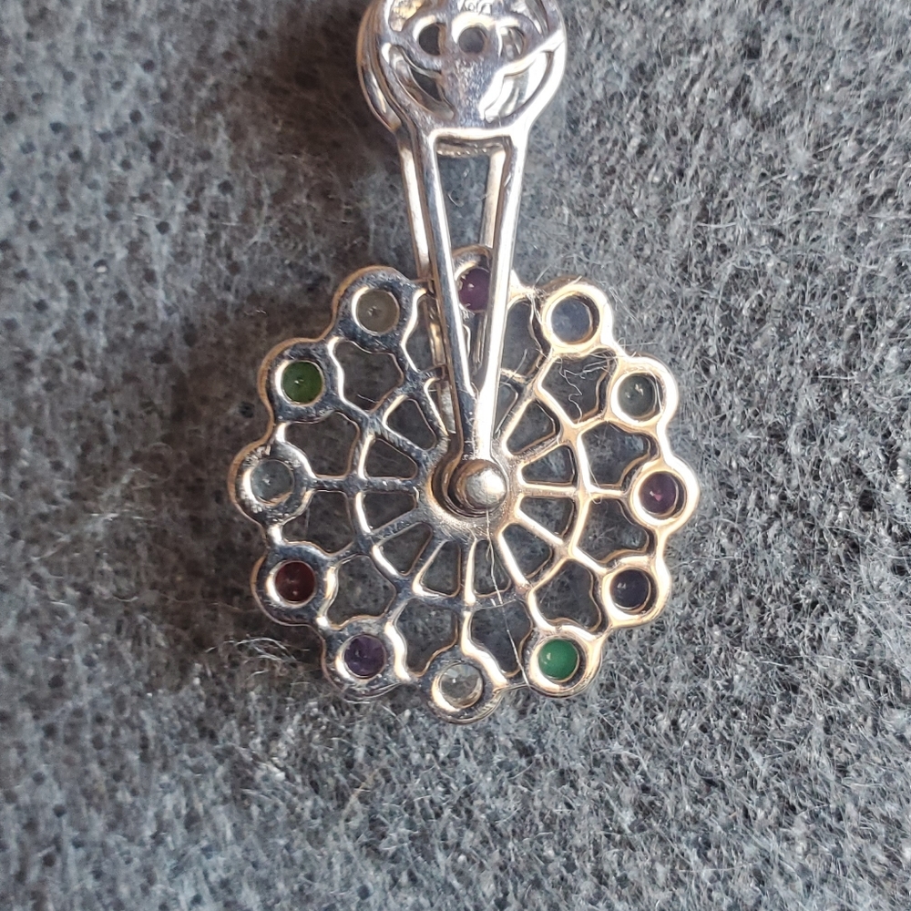 MULTIGEMSTONE Ferris wheel pendant necklace 1.75ctw platinum over sterli… - Picture 10 of 11